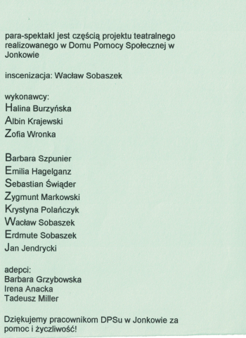 Ulotka do spektaklu "Wesele. Domena publiczna" (Paraspektakl)