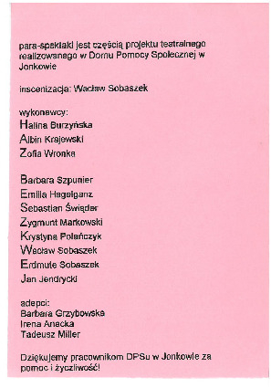 Ulotka do spektaklu "Wesele. Domena publiczna" zespołu Haz Beszkwej