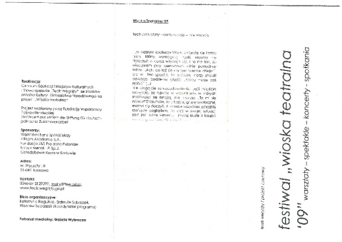 Ulotka z festiwalu Wioska Teatralna 2009