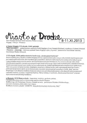 Ulotka z "Miasta w drodze" 2013