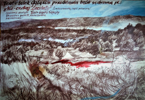 Poster for the fairy tale "Nie-czekaj Lecilaty"by the Gałązen Theatre. Guest performance of the Węgajty Theatre