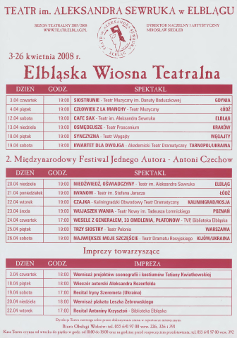 Poster for the Elbląg Theatre Spring festival - performance of "Sonland"