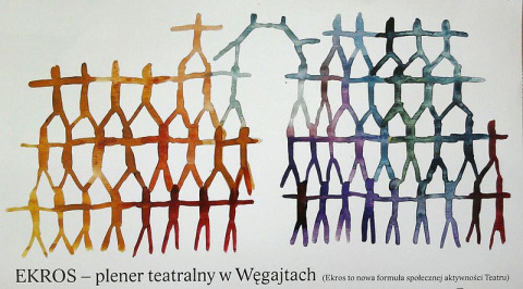 Flyer for the event "EKROS - plener teatralny w Węgajtach"( EKROS - open air theatre in Węgajty)