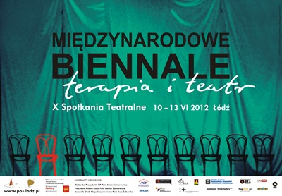 Poster for the International Biennale "Terapia i Teatr"2012 - screening of the film "Gombrowicz w DPS"and conversation with Erdmute Sobaszek