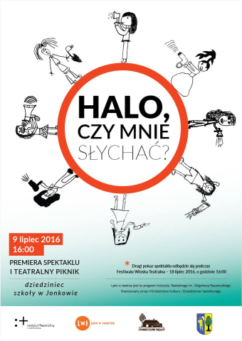 Poster for the performance "Halo, can you hear me?"as part of the "Summer at the Theatre"project
