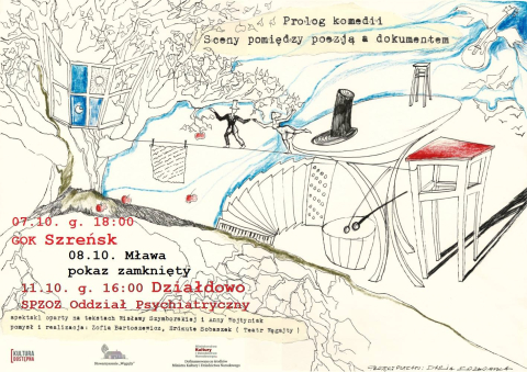 Poster for the performance "The Prologue for a Comedy. Scenes between Poetry and a Document"