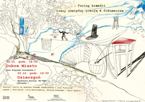 Plakat spektaklu "Prolog komedii. Sceny pomiędzy poezją a dokumentem"