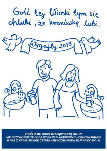 Poster encouraging people to drink tap water as part of the Theatre Village 2019