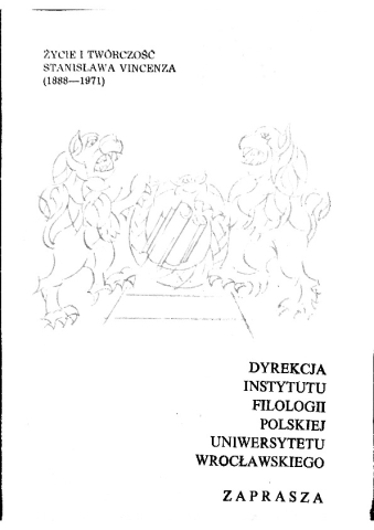 Program międzynarodowej konferencji naukowej - "Życie i twórczość Stanisława Vincenza" (z udziałem Teatru Wiejskiego "Węgajty")