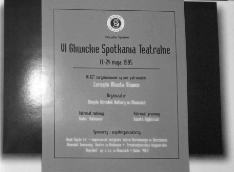 Zeszyt VI Gliwickich Spotkań Teatralnych - pokaz spektakli "Gospoda ku Wiecznemu Pokojowi" oraz "Historie Vincenza"