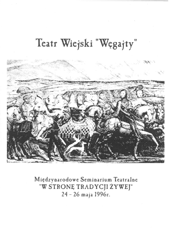Ulotka z międzynarodowego seminarium teatralnego "W stronę tradycji żywej" 1996 - fragment