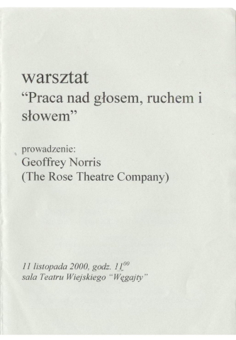 Ulotka z wieczoru "Opowieści kanterberyjskich" oraz warsztatu Geoffrey'a Norrisa - fragment