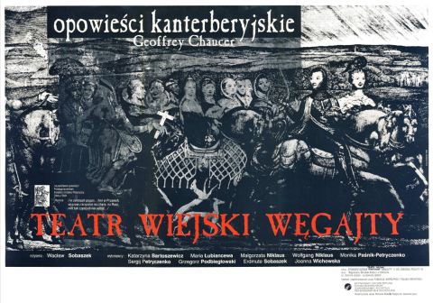 Plakat spektaklu "Opowieści kanterberyjskie". Autor: Dariusz Korbański