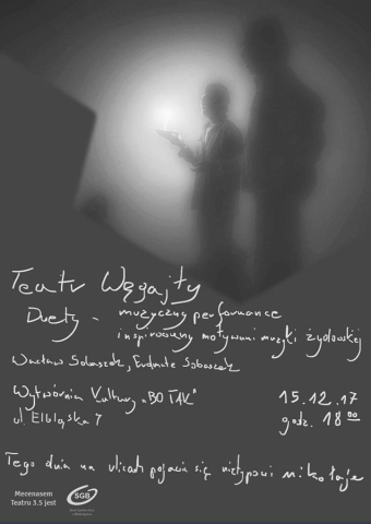 Plakat performansu muzycznego "Duety" Erdmute i Wacława Sobaszków