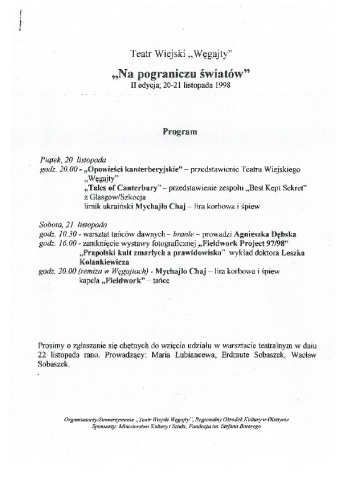 Program seminarium "Na pograniczu światów" - II edycja