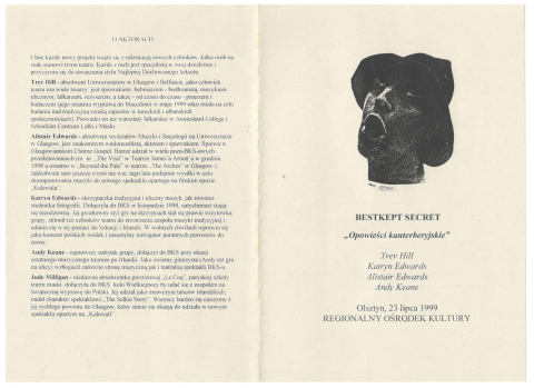 Program spektaklu "Opowieści kanterberyjskie" zespołu BestKept Sekret