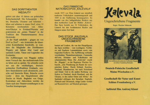  Program spektaklu "Kalevala - fragmenty niepisane" - pokaz w Schloss Freudenberg